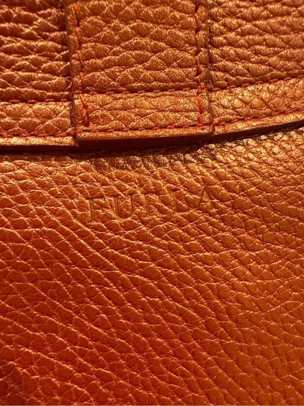 NWT Furla Pumpkin Pebbled Leather Hobo Shoulder Bag -Made in Italy